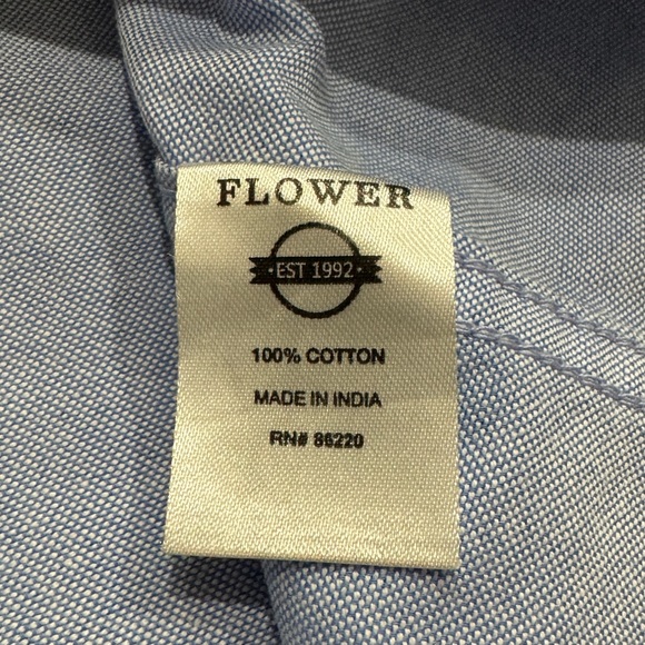 Denim & Flower Long Sleeve Button Up Blue White Polka Dot Medium Untucked Shirt - Picture 10 of 12